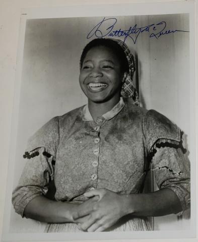 SIGNED AUTOGRAPH: Black and white photo of Prissy, signed by Butterfly McQueen from the MGM Motion Picture Gone With the Wind, originally purchased from the private collection of Jack Mulqueen.