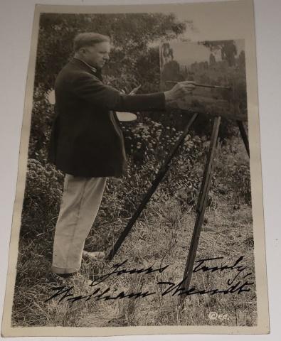 WILLIAM WENDT SIGNED PHOTO: Artist William Wendt signed photo, "Yours Truly, William Wendt".