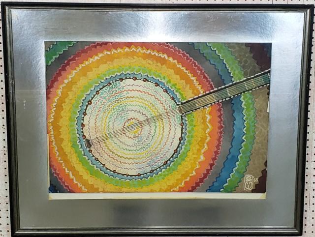 DUDLEY CRAFTS WATSON: "Banjo Solo", framed watercolor on paper, signed lower right, frame 31 3/4" x 39 5/8".