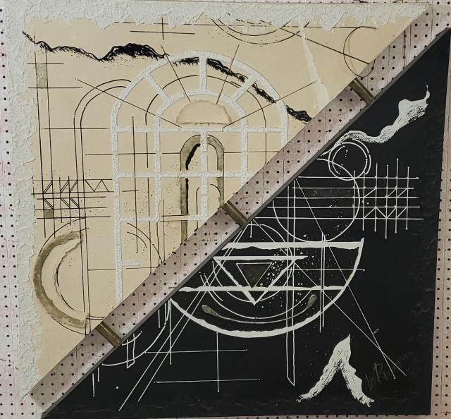 LEE REYNOLDS: 2 piece abstract mixed media, signed lower right, size 40" x 39 5/8".