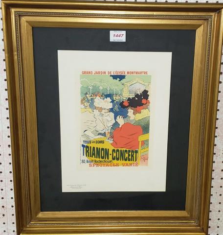 GEORGES MEUNIER: "Trianon Concert", framed lithograph poster housed in gilt frame, frame size 24 3/4" x 20 3/4", with COA.