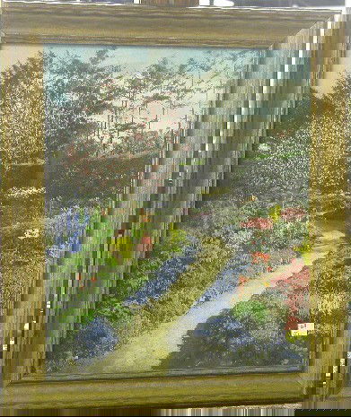 NUTTING, WALLACE| (Born 1861 American) ''Joy Path': NUTTING, WALLACE| (Born 1861 American) ''Joy Path'', framed handcolored photograph, image 16'' x 13 1/2'', frame 20'' x 17'', bears Wallace Nutting's Studio label verso, along with handwritten title v