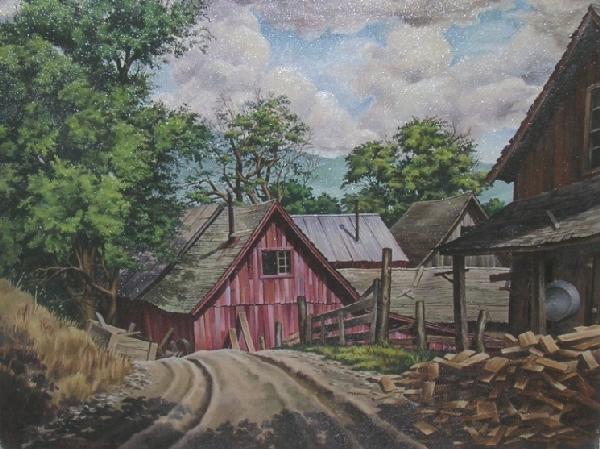 ADDISON, ROBERT: (1924-1988 American) Idaho farm landscape, unframed oil on canvas, signed lower left, approximate size 23 1/2'' x 29 1/2''. PROVENANCE: Item comes from the Estate of Mrs. Robert Addison.