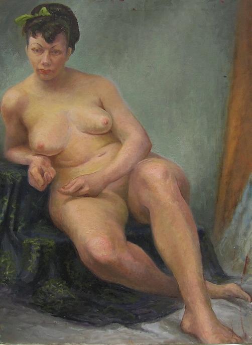 ADDISON, ROBERT: (1924-1988 American) Reclining nude, unframed oil on canvas, signed on verso, approximate size 40'' x 30''. PROVENANCE: Item comes from the Estate of Mrs. Robert Addison.