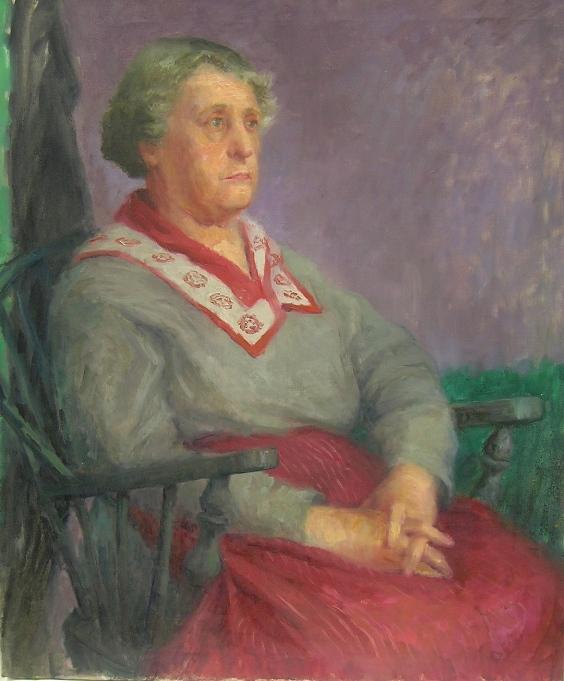 ADDISON, ROBERT: (1924-1988 American) Portrait of seated woman in red skirt, unframed oil on canvas, signed on verso, approximate size 36'' x 30''. PROVENANCE: Item comes from the Estate of Mrs. Robert Addison.