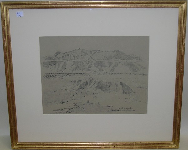 BAREFORD, DAVID: (Born 1947 American) ''Big Bend National Park'', framed pencil drawing, signed and titled lower right, approximate image size 10 5/8'' x 13 3/4'', frame 20'' x 23''.