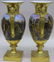 1054: ***PAIR OF OLD PARIS PORCELAIN 2-HANDLE URNS - 6