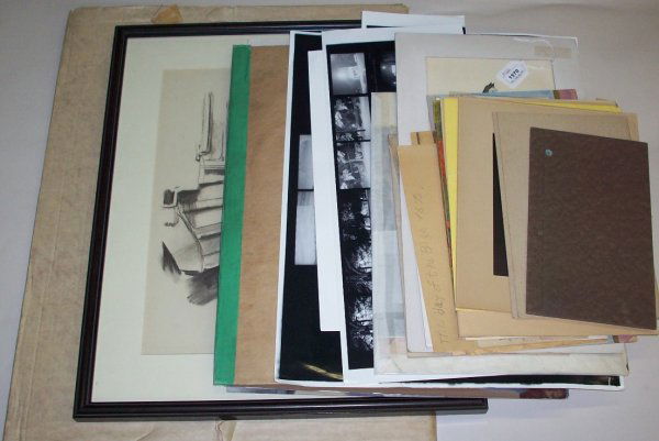 ***ADDISON, ROBERT: (1924-1988 American) Group of Robert Addison memorabilia including a partial artist sketchbook, fashion drawings by Gilman, photos of Addison by Phillip Becker and 1965 French paper doll village cut-o