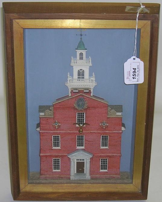 ***ADDISON, ROBERT: (1924-1988 American) Shadowboxed architectural model, unsigned. approximate height 13 1/4", width 9 1/2", depth 2 3/8", PROVENANCE- Item comes from the Estate of Mrs. Robert Addison.