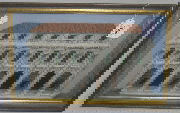 ***ADDISON, ROBERT: (1924-1988 American) Shadowboxed architectural model, unsigned, approximate height 10 1/2", width 16 1/2", depth 2 3/4", PROVENANCE- Item comes from the Estate of Mrs. Robert Addison.