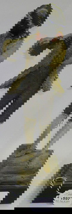 ***SPELTTER SCULPTURE CRAFTED FROM ORIGINAL MODEL: Embellished by Robert Addison approximate height 16 1/2", width 5", depth 5 1/2", PROVENANCE Item come from the Estate of Mrs. Robert Addison.