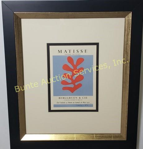 HENRI MATISSE: (1869-1954 French), "Matisse, Papiers Decoupes", framed lithograph, approximate sight 9 1/2", x 6 1/2", frame 21 3/8" x 18 5/8", with COA.