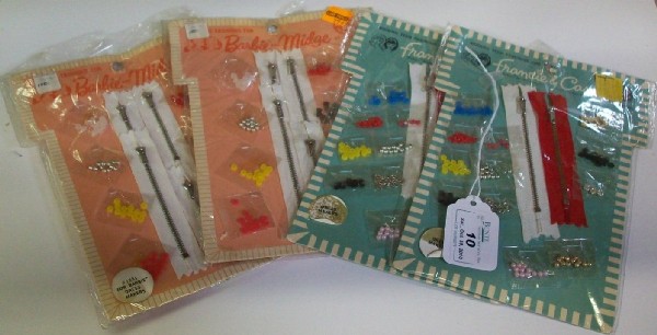 TEEN FASHIONS FOR BARBIE AND MIDGE, FRANCIE AND CAS: By Mattel, ''Dressmakers'', 1963 and 1966, with original packaging, comes from the estate of Geraldine (Jerrie) Kneipper, Kenosha, WI, member of ''The Badger State Doll Club''.