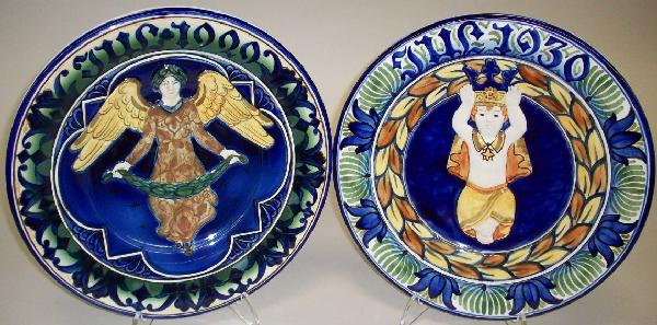 ***1929 AND 1930 ROYAL COPENHAGEN ALUMINA FAIENCE: ***1929 AND 1930 ROYAL COPENHAGEN ALUMINA FAIENCE CHRISTMAS PLATES|