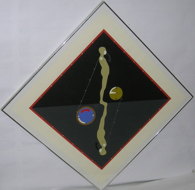 ***TROVA, ERNEST: (1927-2009 American) Untitled work depicting variations on falling man series, framed serigraph on paper, signed and dated 1977 and numbered #26/100 in pencil lower margin, approximate image size 32''