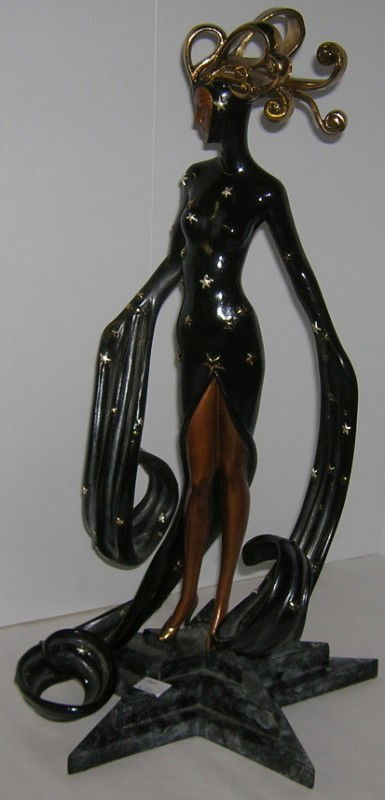***ERTE (1892-1990 Russian) BRONZE SCULPTURE: ''Bal Tabarin'', signed ''Erte'', impressed 1989 Chalk & Vermilion and SevenArts #353-375, approximate height 19''.