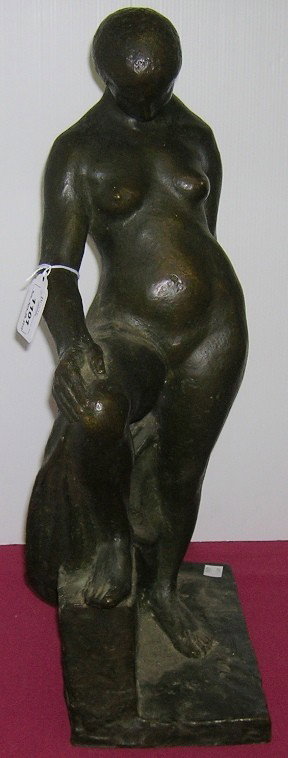 ***CLADEL, MARIUS LEON: (20th Century French) Bronze sculpture depicting nude female, artist signed ''Cladel'', dated 23, also having foundry seal ''Cire perdue a.g 4 Paris'', approximate height 20 1/2''.