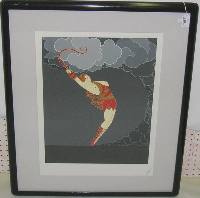 ***ERTE: (1892-1990 Russian/French) ''The Dancer'' (from a suite), framed serigraph on paper, pencil signed and pencil numbered #77/300 lower left margin, approximate image size 21 1/2'' x 16'', frame size 33'