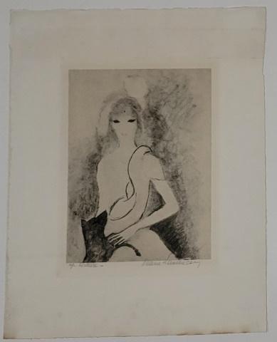 MARIE LAURENCIN: Marie Laurencin collotype, from a illistrated book with 18 collotypes by Jean Cocteau & Darius Milhaud, from an edition of 260, signed lower right, paper size 11" x 8 1/2".