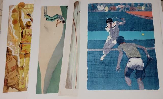 4 UNFRAMED SPORTS LITHOGRAPHS (1 of 20)