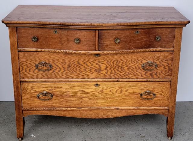 ANTIQUE TIGER OAK DRESSER (1 of 2)