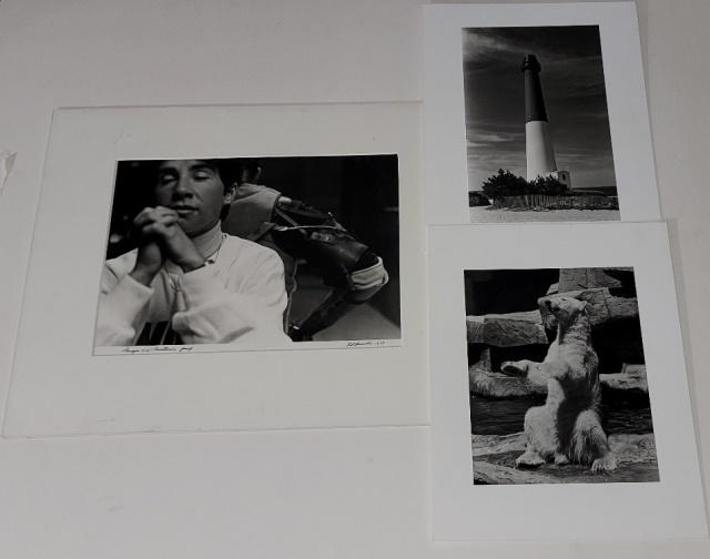 3 UNFRAMED PHOTOGRAPHS: "Prayer and Prosthetic", proof, signed Ed Brooks and 2 photos polar bear and lighthouse,