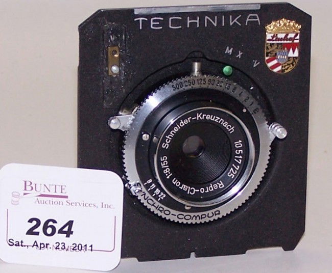 ***SCHNEIDER-KREUZNACH REPRO-CLARON LENS: Ser. #10517725, 55mm, F8, Technika board.