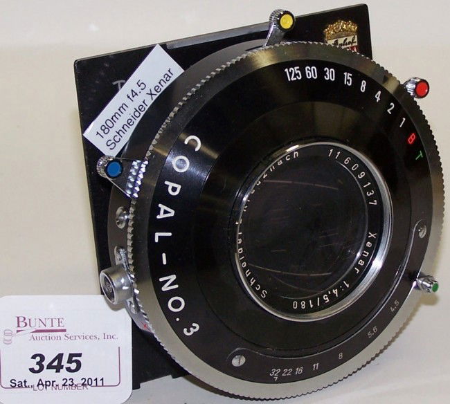 ***SCHNEIDER-KREUZNACH XENAR LENS: Ser. #11609137, 180mm, F4.5, Copal 3, Technika board.