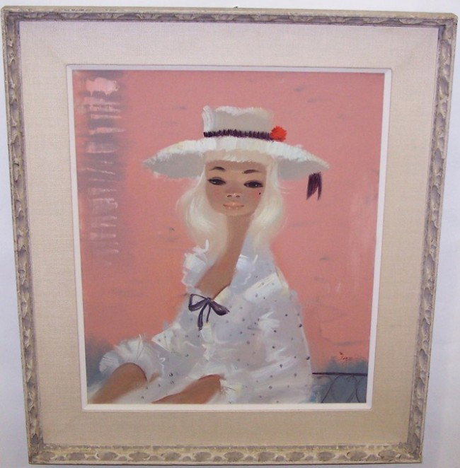 ***PANTUHOFF, IGOR: (Born 1911 Russian/American) Portrait of girl, framed oil on canvas, signed lower right, approximate image size 24'' x 20'', frame size 31 1/2'' x 27 1/2''.
