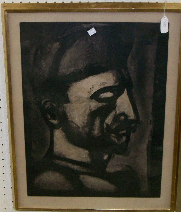 ***ROUAULT, GEORGES: (1871-1958 French) ''The Law is the Law, Hard though It Be'', framed etching with heliogravure on paper, from the Miserere Series, Portfolio #413, published 1948, identification and 1928 date in plate