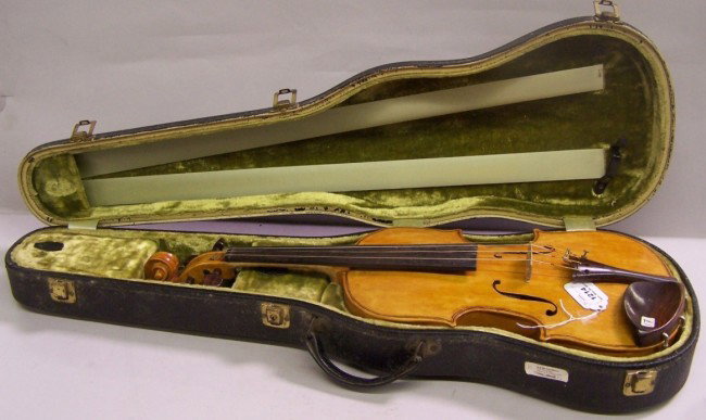 ***VIOLIN: Enclosed in fitted case, approximate length 23''.