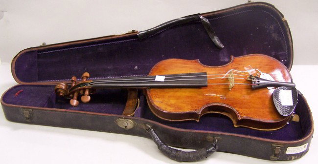 ***VIOLIN: Enclosed in fitted case, approximate length 23''.