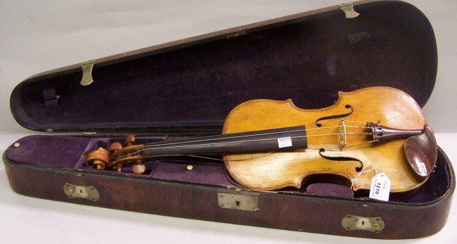 ***VIOLIN: Enclosed in fitted case, approximate length 23''.