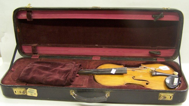 ***VIOLIN: Enclosed in fitted case, approximate length 23''.