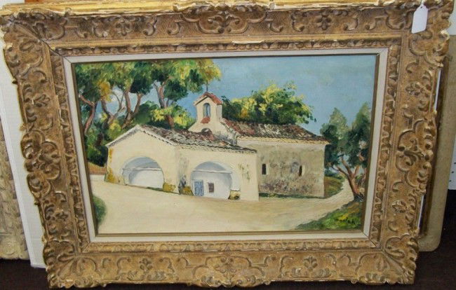 ***MACLET, ELISEE| (1881-1962 French: ***MACLET, ELISEE| (1881-1962 French) Old church, framed oil, signed lower right, approximate image size 14 7/8" x 21 5/8", frame size 23 1/2" x 30".
