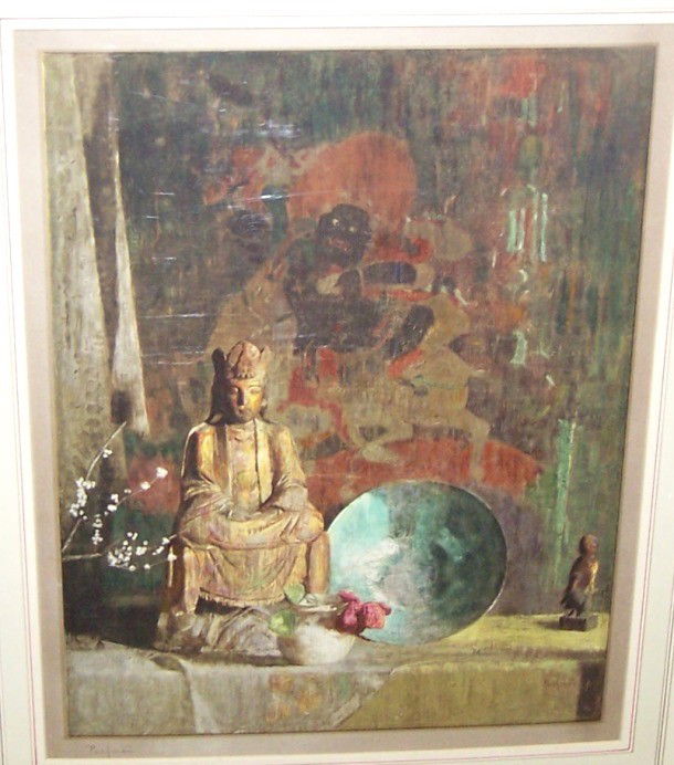 ***AFTER HOVSEP PUSHMAN| (1877-1966 American: ***AFTER HOVSEP PUSHMAN| (1877-1966 American) "Summer Twilight", framed offset lithograph on paper mounted to cardboard, signed in pencil lower left margin, published c. 1940 by Frost & Reed, approxim