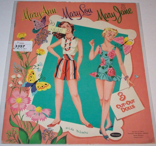 ***VINTAGE PAPER DOLLS, WHITMAN 1959, UNCUT: Mary Ann, Mary Lou and Mary Jane, #2093.