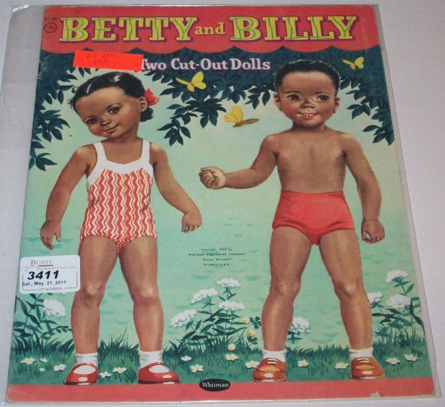 ***VINTAGE PAPER DOLLS, WHITMAN 1955, UNCUT: Betty and Billy, Two Cut Out Dolls (brown skinned children), #2129.