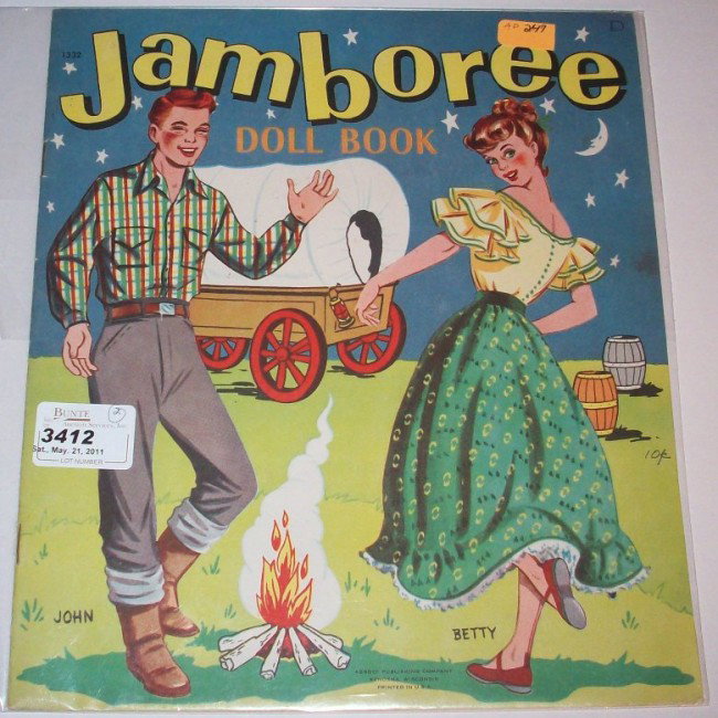 ***VINTAGE PAPER DOLLS, MERRILL 1942, UNCUT: Twin Babies Paper Dolls, #3426, and vintage paper dolls, Lowe mid-1950s, uncut, Jamboree Doll Book, #1332.