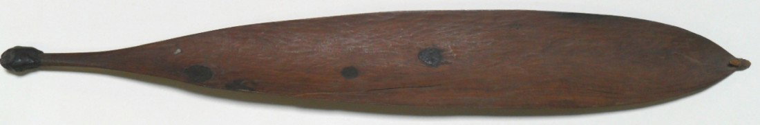 ***WOOMERA (SPEAR THROWER): Wood and gum, approximate length 34'', deaccessioned from Columbus Museum of Art.