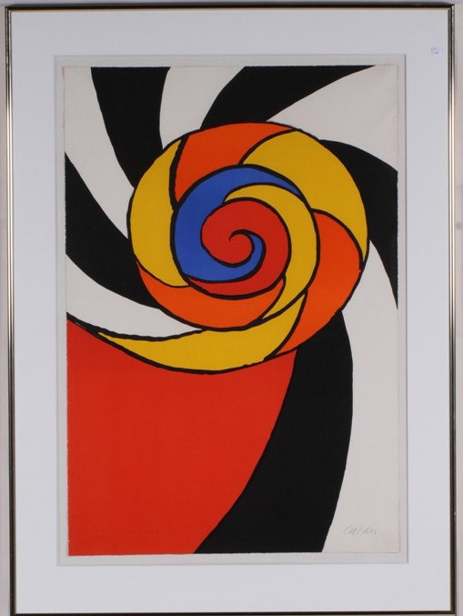 ***CALDER, ALEXANDER: (1898-1976 American) ''Le Turban'', framed color lithograph on paper, signed in pencil lower right, from the Hors Commerce edition, initialed in pencil lower left, approximate image size 43'' x 29 1/2