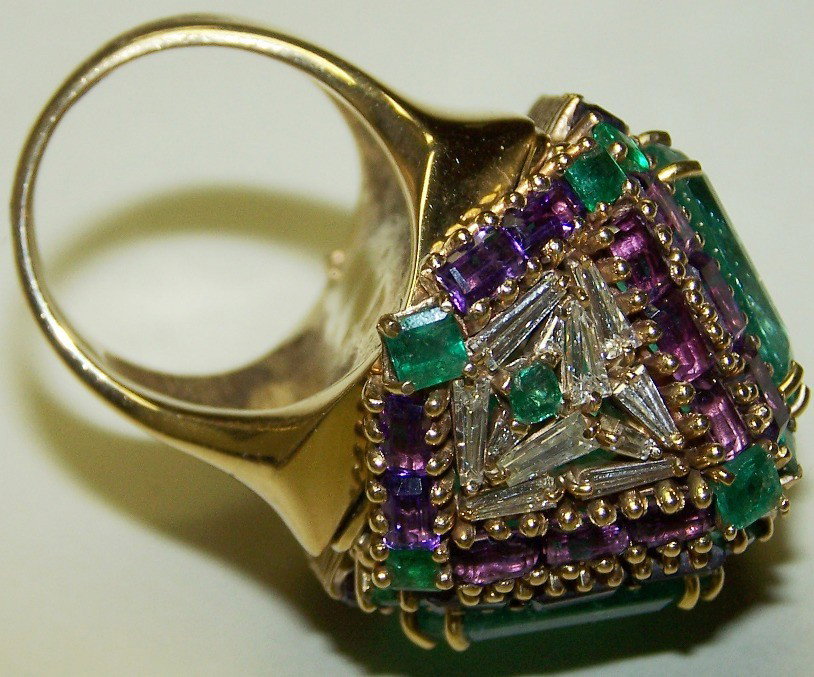 ***14K YELLOW GOLD, EMERALD, DIAMOND AND AMETHYS - 2