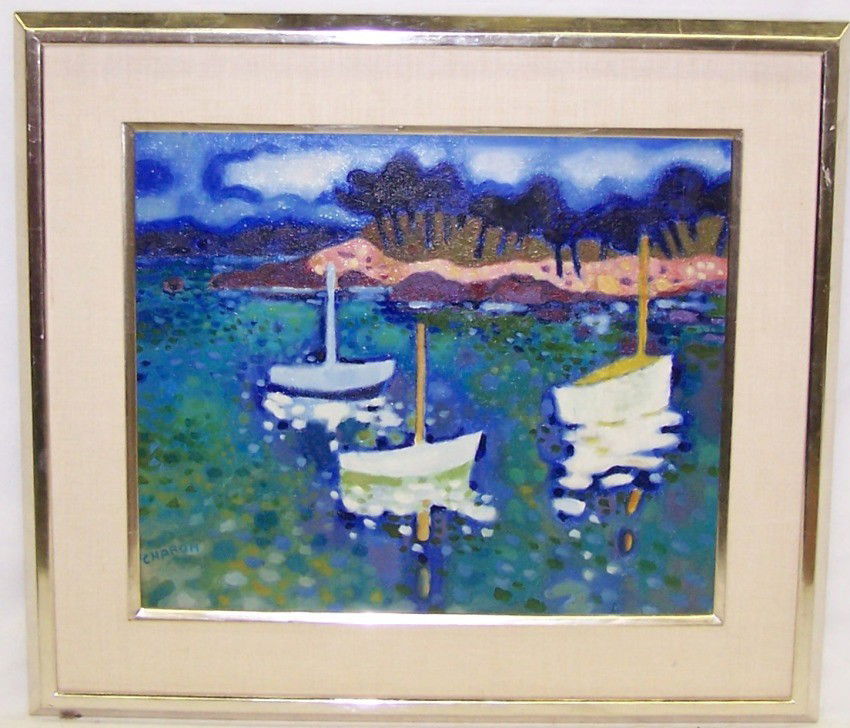 CHARON, GUY: (Born 1927 French) ''Brittany'', framed oil on canvas, signed lower left, approximate image size 18 1/8'' x 21 1/2'', frame size 26 1/4'' x 29 3/4''.