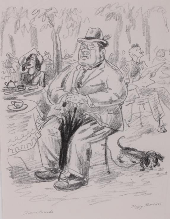 ***BACON, PEGGY| (1895-1987 American) "Queer Bree: ***BACON, PEGGY| (1895-1987 American) "Queer Breed," black and white lithograph on paper, housed in acrylic case, signed and titled in pencil lower margin, published by The Associated American Artists