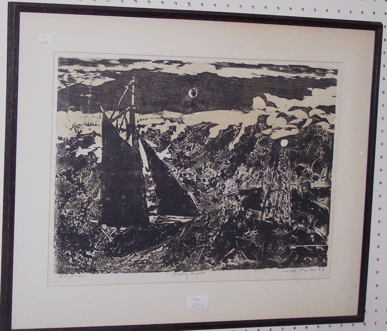 KOHN, MISCH: (Born 1916 American) ''Jelly Light'', framed lithograph, signed lower right, numbered 80/121 in pencil lower left, approximate image size 15'' x 21'', frame size 23'' x 28''.