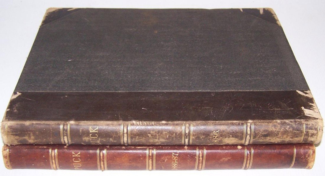 TWO BOUND ISSUES OF PUCK MAGAZINE: September 6, 1882 to August 1, 1883 and March 3, 1886 to August 25, 1886.