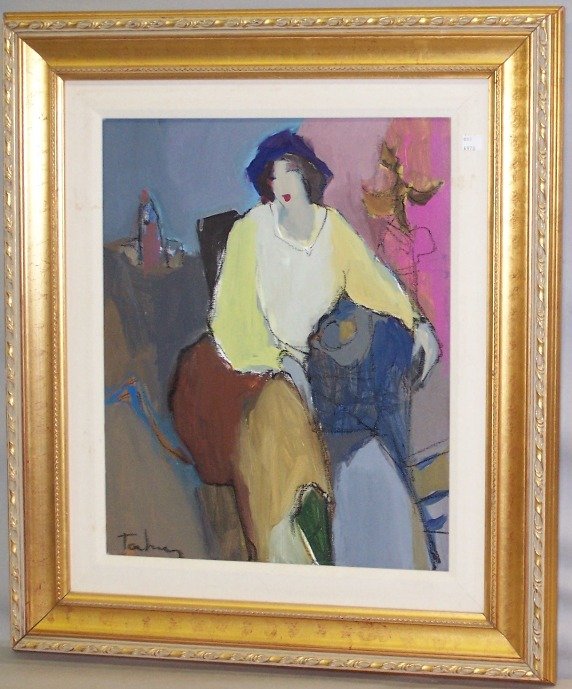 ***TARKAY, ITZCHAK: (Born 1935) Portrait of seated woman, framed oil on canvas, signed lower left, approximate image size 19 3/4'' x 15 7/8'', frame size 28 1/2'' x 24 1/2''. PROVENANCE-Possibly from Park West Galleries,