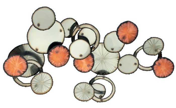 CURTIS JERE WALL SCULPTURE: ''Raindrops'', approximate height 28'', width 53''.