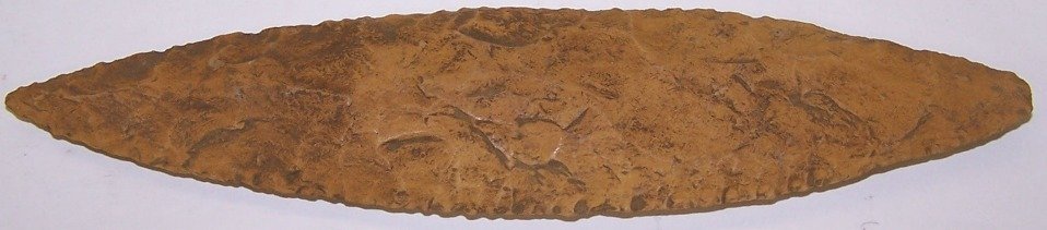 ***FLINT BLADE: Red-brown stone knife or spear