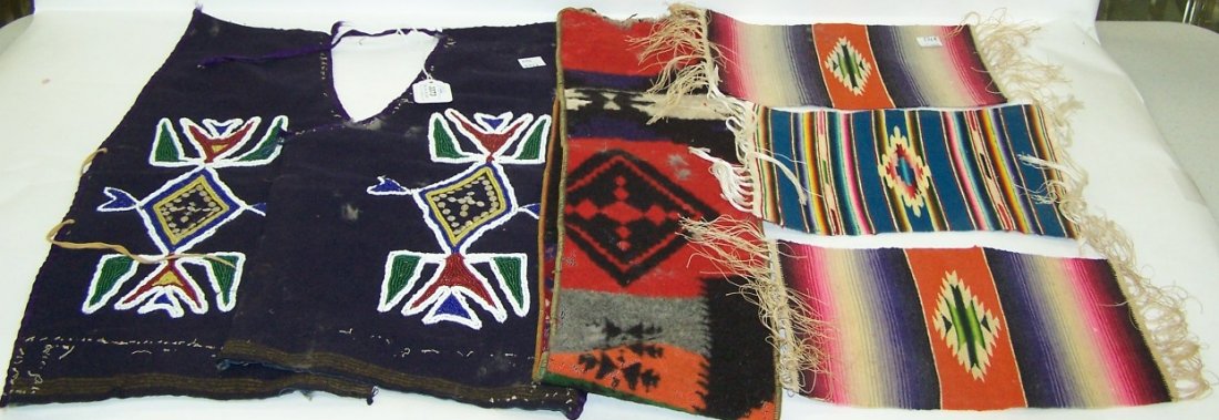 NATIVE AMERICAN BEADED VEST AND MINIATURE SOUTHWE: NATIVE AMERICAN BEADED VEST AND MINIATURE SOUTHWEST WEAVINGS